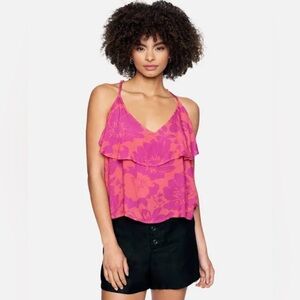 NWT Women’s Hurley Floral Ali Layered Cami Tank L Vacation Resort Beach Pool